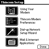 Thincom Setup screen
